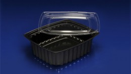 DLC-016B <br></br> 16 OUNCE BLACK DELI CONTAINER AND CLEAR LID<br></br>C8 Tiers x 4 cases per tier = 32 cases per pallet