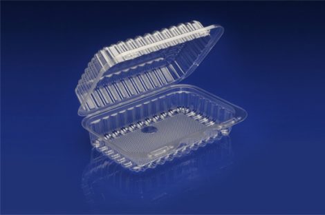 CHC-753<br></br>  7” X 5” OBLONG CLEAR HINGED CONTAINER <br></br>3 Tiers x 12 cases per tier = 36 cases per pallet