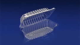 CHC-843<br></br>8” SUBMARINE SANDWICH/HOAGIE CLEAR HINGED CONTAINER<br></br> 7 Tiers x 10 cases per tier = 70 cases per pallet