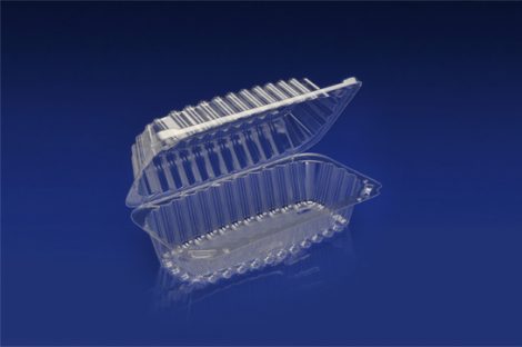 CHC-843<br></br>8” SUBMARINE SANDWICH/HOAGIE CLEAR HINGED CONTAINER<br></br> 7 Tiers x 10 cases per tier = 70 cases per pallet