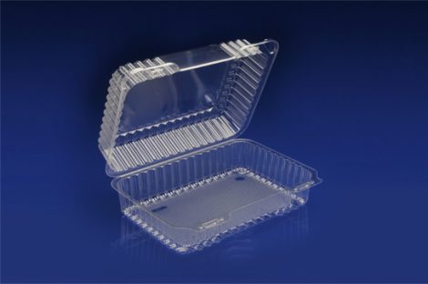 CHC-940<br</br> 9″ OBLONG CLEAR HINGED CONTAINER / DEEP<br></br> 6 Tiers x 4 cases per tier = 24 cases per pallet