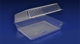 CHC-1295<br></br> LARGE/DEEP UTILITY CLEAR HINGED CONTAINER <br></br> 6 Tiers x 7 cases per tier = 42 cases per pallet