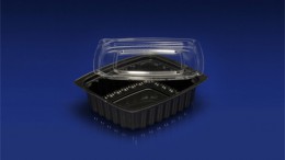 DLC-032B  <br></br>32 OUNCE BLACK DELI CONTAINER AND CLEAR LID <br></br> 3 Tiers x 9 cases per tier = 27 cases per pallet