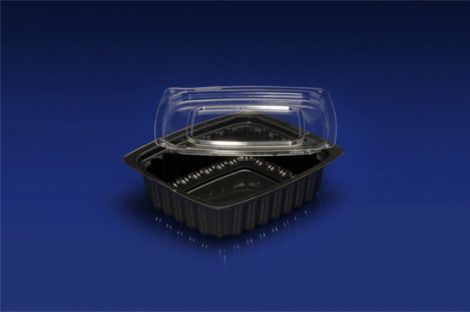 DLC-032B  <br></br>32 OUNCE BLACK DELI CONTAINER AND CLEAR LID <br></br> 3 Tiers x 9 cases per tier = 27 cases per pallet