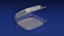 CHC-9X3<br></br> 9″ CLEAR HINGED CONTAINER, 3” DEEP – (SINGLE COMPARTMENT)<br></br> 5 Tiers x 6 cases per tier = 30 cases per pallet