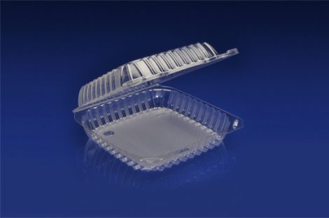 CHC-9X3<br></br> 9″ CLEAR HINGED CONTAINER, 3” DEEP – (SINGLE COMPARTMENT)<br></br> 5 Tiers x 6 cases per tier = 30 cases per pallet