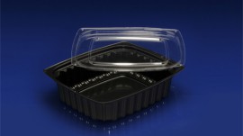 DLC-024B<br></br>  24 OUNCE BLACK DELI CONTAINER AND CLEAR LID<br></br> 3 Tiers x 9 cases per tier = 27 cases per pallet