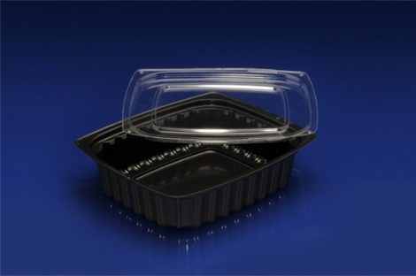 DLC-024B<br></br>  24 OUNCE BLACK DELI CONTAINER AND CLEAR LID<br></br> 3 Tiers x 9 cases per tier = 27 cases per pallet