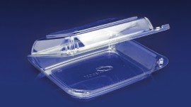 CBC-8X1<br></br>ClearBoost PET 8″ Hinged Container/Shallow