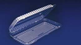 CHC-1151<br></br> 11″ OBLONG/SHALLOW HINGED CONTAINER </br> </br> 6 Tiers x 6 cases per tier = 36 cases per pallet