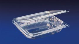 HLD-016sb ClearBoost 16oz. Shallow Base Perimeter Seal Hinged Deli Container PET